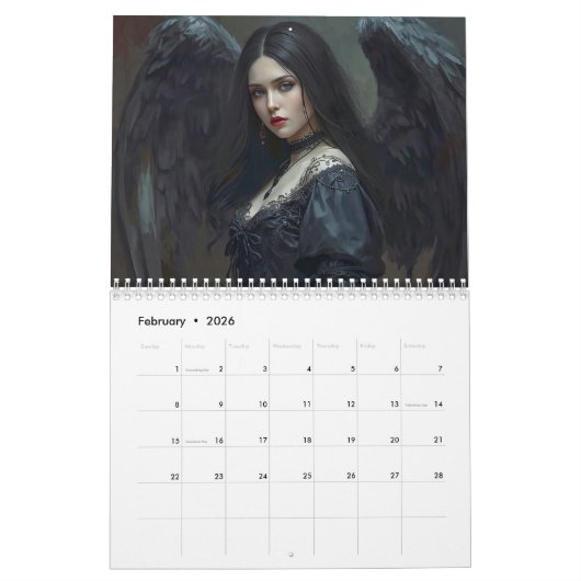 Gothic Angels 2026 Calendar カレンダー (2月 2026)