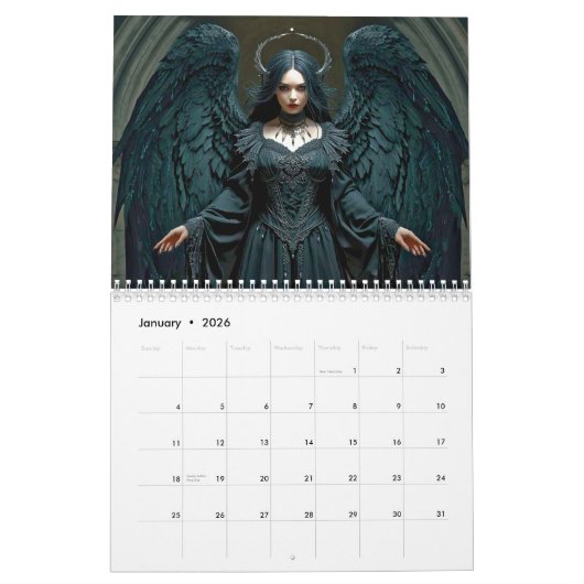 Gothic Angels 2026 Calendar カレンダー (1月 2026)