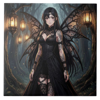 Gothic Anime Fairy Girl in Enchanted Forest タイル
