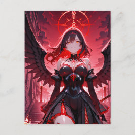 Gothic Anime Fallen Angel Red Moon Halloween シーズンポストカード