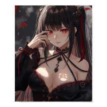 Gothic Anime Girl with Scarlet Eyes