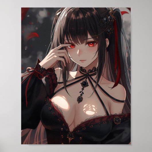 Gothic Anime Girl with Scarlet Eyes ポスター (正面)