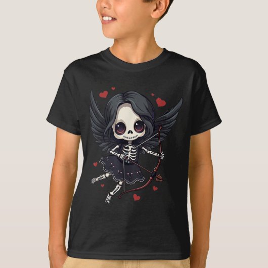 Gothic Anime Skeleton Cud – Dark Valentine Kawaii  Tシャツ (正面)