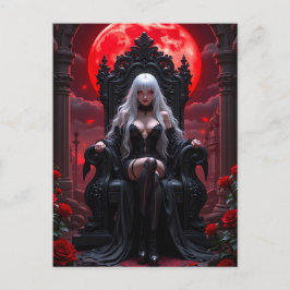Gothic Anime Vampire Queen Red Moon Halloween シーズンポストカード