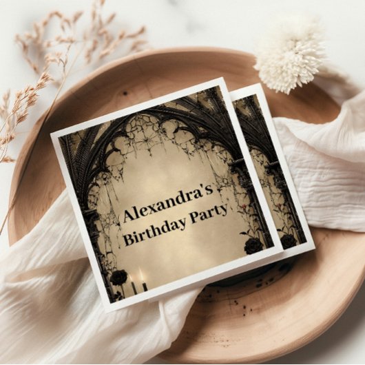 Gothic Arch Black Rose Birthday スタンダードカクテルナプキン