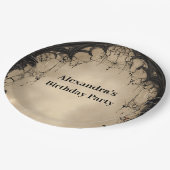 Gothic Arch Black Rose Birthday ペーパープレート (アングル)