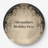 Gothic Arch Black Rose Birthday ペーパープレート (正面)