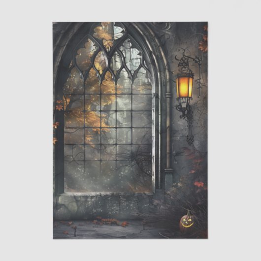 Gothic Arched Window by lamplight Decoupage 薄葉紙 (正面)