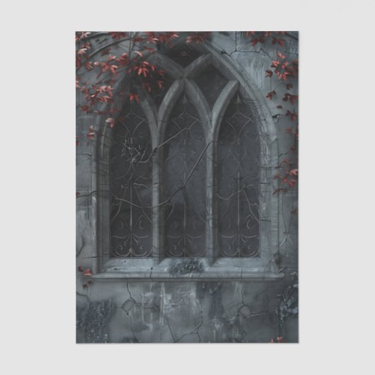 Gothic Arched Window trailing ivy Decoupage 薄葉紙 (正面)