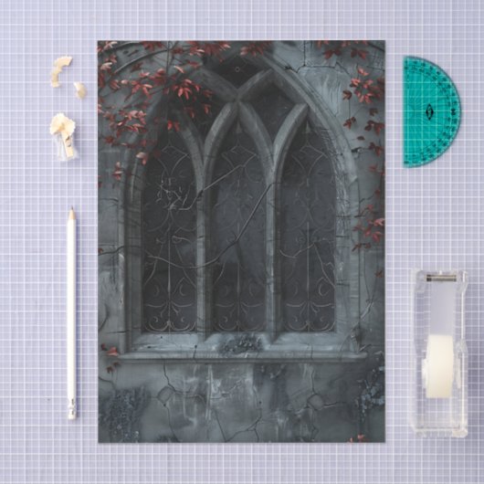 Gothic Arched Window trailing ivy Decoupage 薄葉紙 (クラフト)