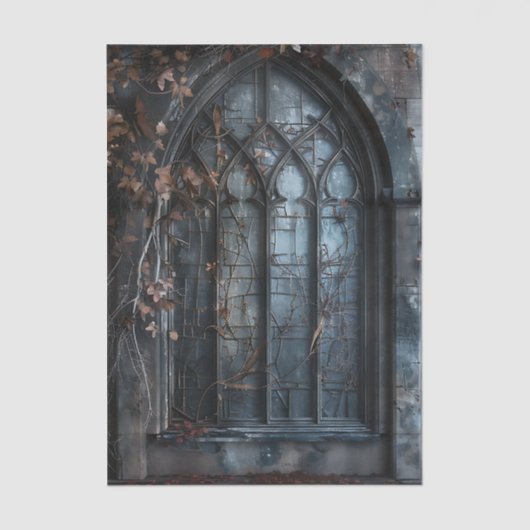 Gothic Arched Window trailing ivy Decoupage 薄葉紙 (正面)