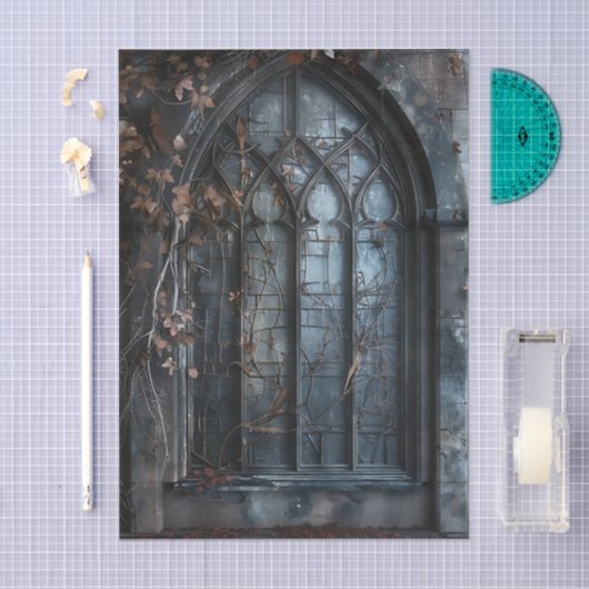 Gothic Arched Window trailing ivy Decoupage 薄葉紙 (クラフト)