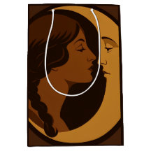 Gothic Art Deco Girl and Crescent Moon 