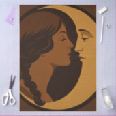 Gothic Art Deco Girl and Crescent Moon Decoupage 薄葉紙 (クラフト)