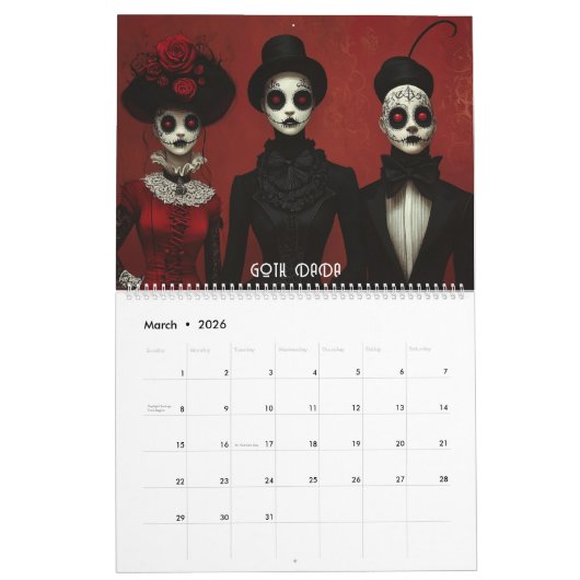 Gothic Art Styles Calendar カレンダー (3月 2026)