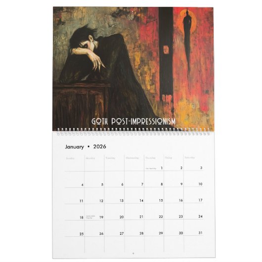 Gothic Art Styles Calendar カレンダー (1月 2026)