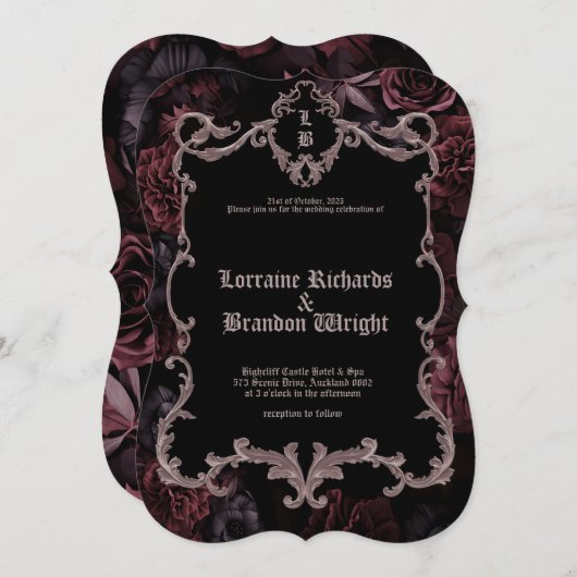 Gothic Aurelian Nightfall Wedding Invitation 招待状 (正面/裏面)