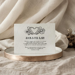 Gothic Baby Shower Books with Skull & Flower Desig エンクロージャーカード
