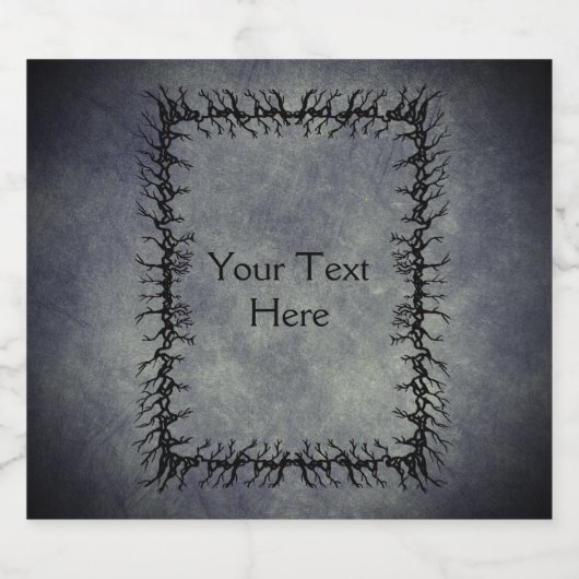 Gothic Barbed black Branch Frame Glowing Grey ビールラベル (シングルラベル)