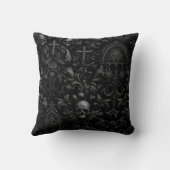 Gothic Baroque Skull Pattern in Black クッション (裏面)