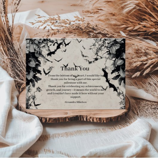 Gothic Bats & Roses Birthday サンキューカード