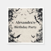 Gothic Bats & Roses Birthday スタンダードカクテルナプキン (正面)
