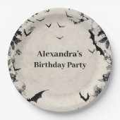 Gothic Bats & Roses Birthday ペーパープレート (正面)