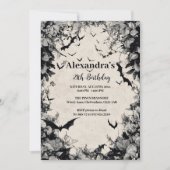 Gothic Bats & Roses Birthday 招待状 (正面)