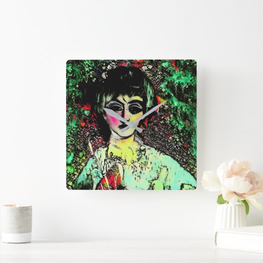 Gothic Beauty Portrait スクエア壁時計 (ホーム)