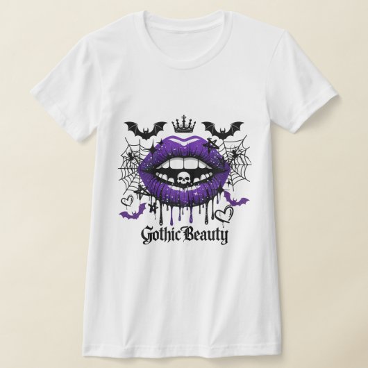Gothic Beauty Purple Dripping Lips T-Shirt Tシャツ (レイダウン)