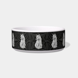 Gothic Black 3D Geometric Cat Ceramic Pet Bowl ボウル