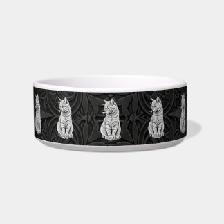 Gothic Black 3D Geometric Cat Ceramic Pet Bowl ボウル