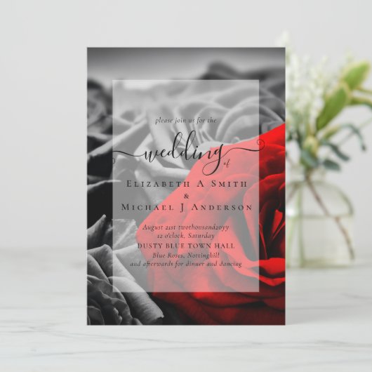 Gothic Black and Red Roses Goth Wedding Invite (スタンド正面)