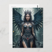 Gothic Black Angel in Ancient Hall ポストカード (正面/裏面)