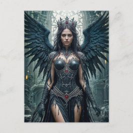 Gothic Black Angel in Ancient Hall ポストカード