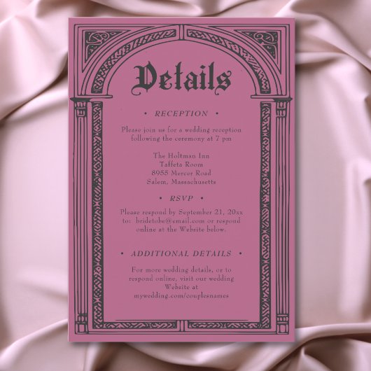 Gothic Black Burgundy Medieval Until Death Wedding エンクロージャーカード