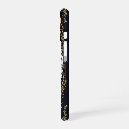 Gothic Black Cat and Candle Moonlit Frame iPhone 16ケース (左側面)