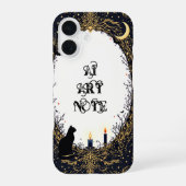 Gothic Black Cat and Candle Moonlit Frame iPhone 16ケース (裏面)