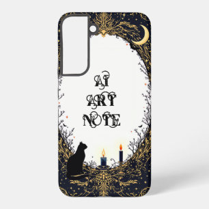 Gothic Black Cat and Candle Moonlit Frame Samsung Galaxy S22+ケース