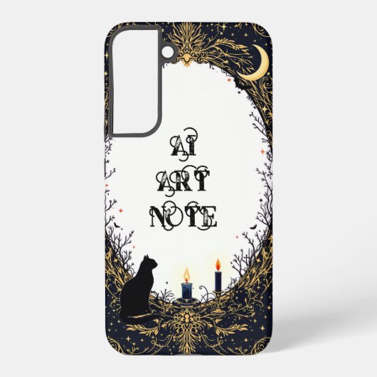 Gothic Black Cat and Candle Moonlit Frame Samsung Galaxyケース (裏面)