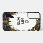 Gothic Black Cat and Candle Moonlit Frame Samsung Galaxyケース (裏面横)