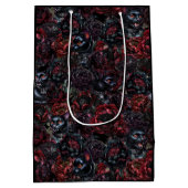 Gothic Black Cat & Dark Flowers Pattern ミディアムペーパーバッグ (裏面)