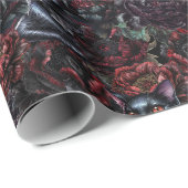 Gothic Black Cat & Dark Flowers Pattern  ラッピングペーパー (ロールコーナー)