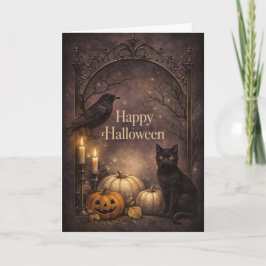 Gothic Black Cat Halloween カード