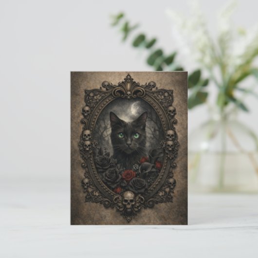 Gothic Black Cat Postcard - Dark Victorian ポストカード (スタンド正面)