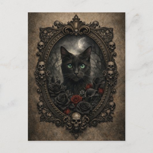 Gothic Black Cat Postcard - Dark Victorian ポストカード (正面)