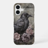 Gothic Black Crow Dark Academia iPhone 16ケース (裏面)