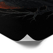 Gothic Black Crow F-caw-f Raven Funny Red Moon Sar ポスター (角)