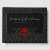 Gothic Black Damask Rose Wedding ゲストブック (正面)