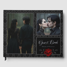 Gothic Black Damask Rose Wedding ゲストブック